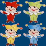 Logo školy - čtyři kašpárci